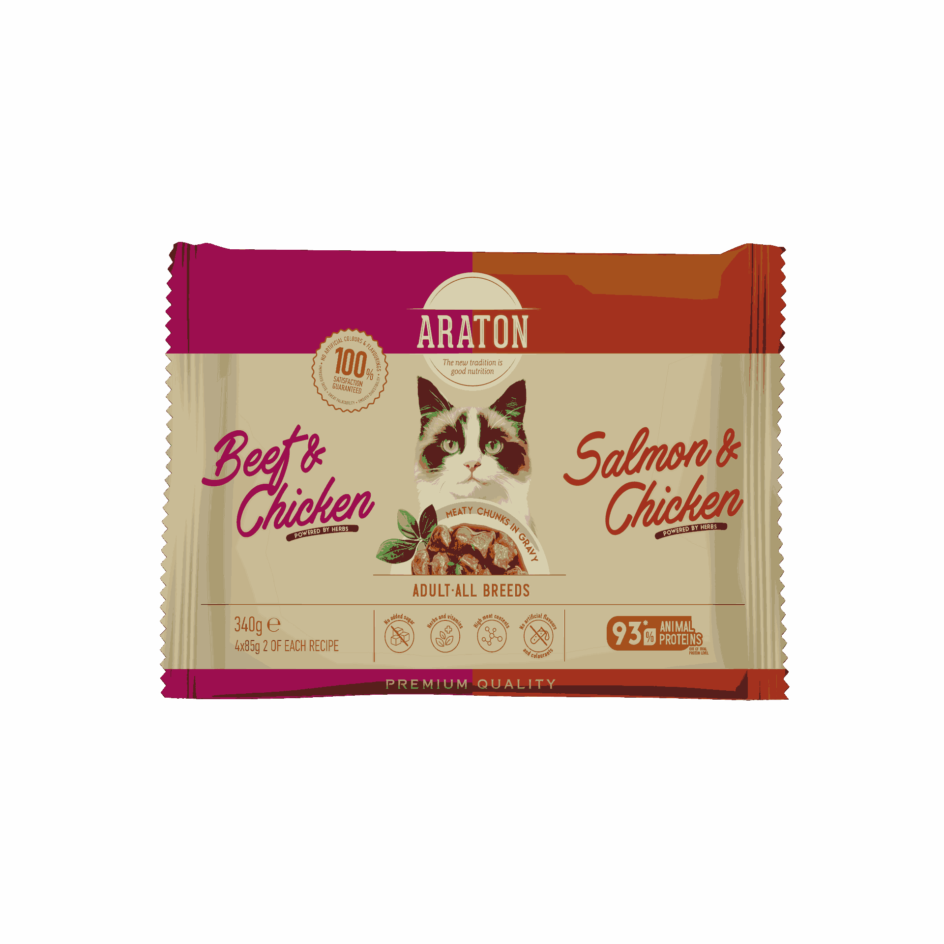 ARATON Alimento completo umido per gatti adulti di tutte le razze set 4x85 g